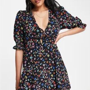 ASOS DESIGN TIE FRONT MINI TEA DRESS | NWT | Sz 6